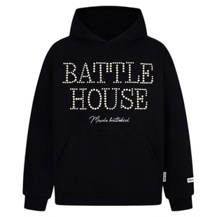 SREK美式设计感珍珠字母连帽卫衣女秋季潮牌宽松休闲百搭情侣帽衫