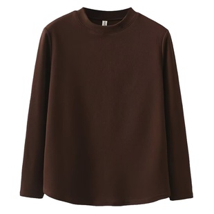 宛宛家胖mm大码单纯色胖mm德绒半高领打底衫加厚宽松长袖T恤上衣