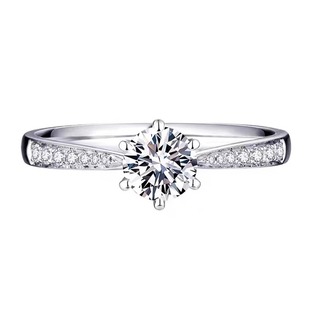 足银999戒指女莫桑石钻戒1克拉纯银情侣对戒男女结婚求婚生日礼物