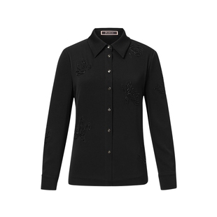 【醋纤】NAERSI娜尔思优雅珠链百合花衬衫舒爽透气上衣26春季新款