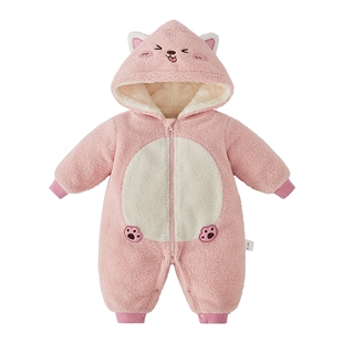 [抗菌远红外]连体衣新生婴儿婴幼儿秋冬可爱连帽加绒一岁宝宝衣服