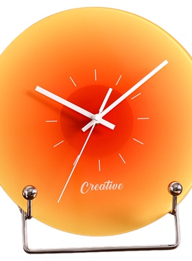 黑胶唱片时钟摆放桌面日落静音