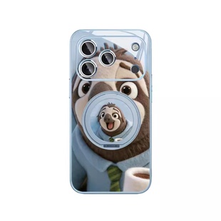 毛绒豹子警官磁吸手机壳适用iphone17带支架air苹果16pro疯狂动物城2芬尼克15闪电14plus周边13支点壳12玻璃p