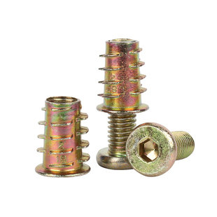 铁彩锌平圆头倒边螺丝钉内外牙螺母套装套装螺丝内六角家具螺栓mm