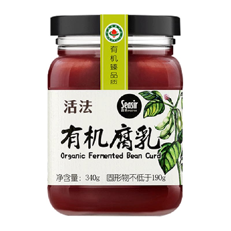 食圣有机霉豆腐乳红方毛豆腐南乳汁酱臭豆腐340g有机腐乳