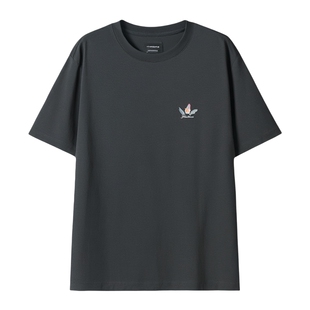 青少年灰色印花冰丝短袖T恤男款2026新款夏季宽松半袖设计感上衣