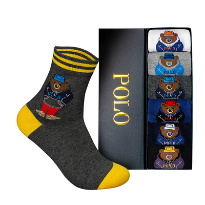 Polo男士袜子中筒秋冬款男款棉袜