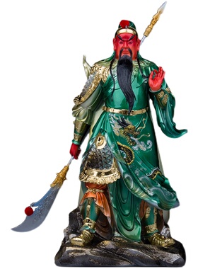 树脂汉白玉关公像关圣帝君摆件