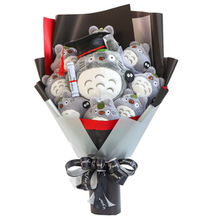 卡通花束龙猫公仔花玩偶布娃娃仿真花创意生日礼物送男生女生毕业