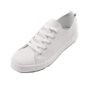 皮面小白鞋女显脚瘦系带帆布鞋女韩版休闲鞋百搭透气平底学生板鞋