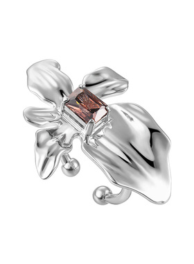 MFOW铜镀白金女法式花戒指