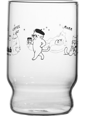 原创猫咪俱乐部耐高温玻璃咖啡杯