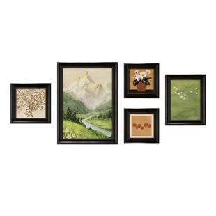 日照金山中古风客厅装饰画沙发背景墙挂画法式山水风景画餐厅壁画