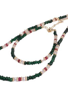 圣诞水晶新中式国风碧绿项链女