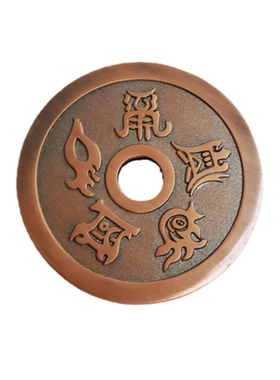 纯黄铜五岳真形八卦招财摆件