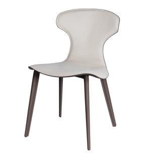 Liwur马鞍皮岛台餐椅真皮轻奢高级感意式设计师款艺术感白色椅子