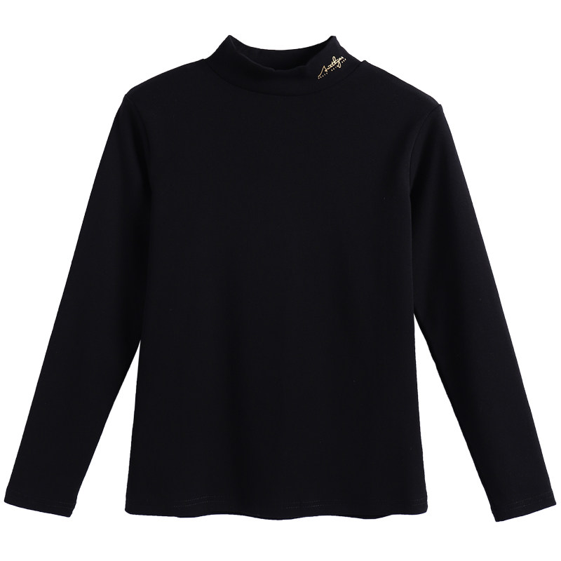 纯棉加厚半高领打底衫女秋冬上衣