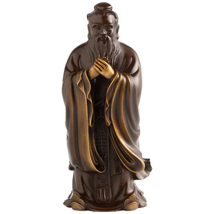 黄铜孔子像雕塑孔夫子摆件家居客厅装饰办公室书房高档礼品摆设