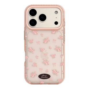 ins风韩系粉色蔷薇碎花适用iPhone18ProMax防摔17气囊边框16手包