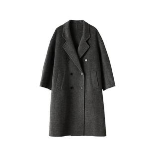 AS双面呢大衣女25冬季新款双排扣宽松廓形显瘦气质休闲毛呢外套