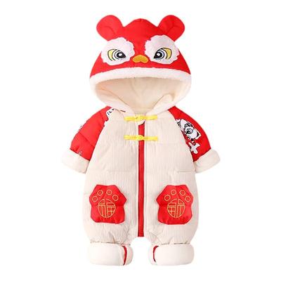 婴儿冬装连体衣棉服秋冬季加绒