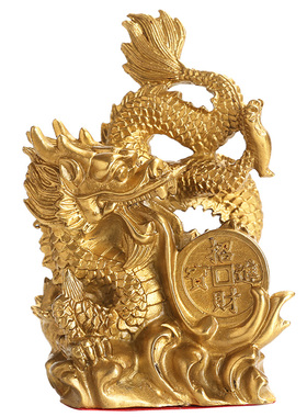 铜龙青龙客厅汉龙摆件招财吉祥物