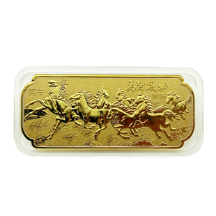 【抢正品】2026马年沙金纪念币纪念章生肖立体金色摆件创意礼品