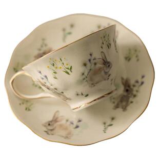 欧式陶瓷咖啡杯碟套装可爱萌兔家用早餐下午茶杯骨瓷杯碟套装送礼