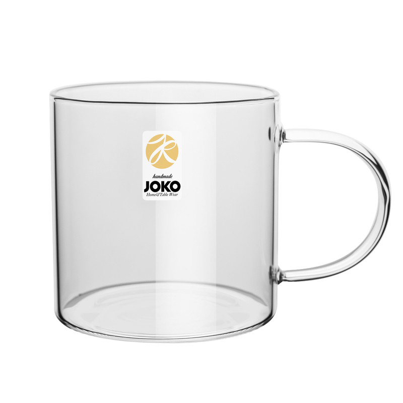 JOKO无铅大容量耐热高硼硅玻璃杯泡茶杯透明杯把手绿茶杯水杯简约