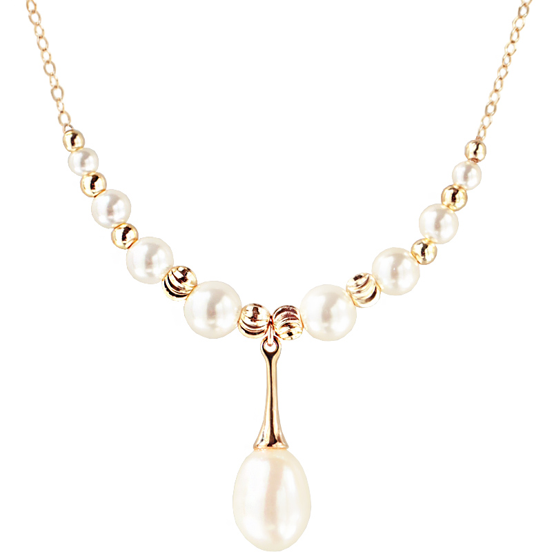 天然淡水珍珠优雅气质进口14K包金注金正圆S家显瘦项链原创手作