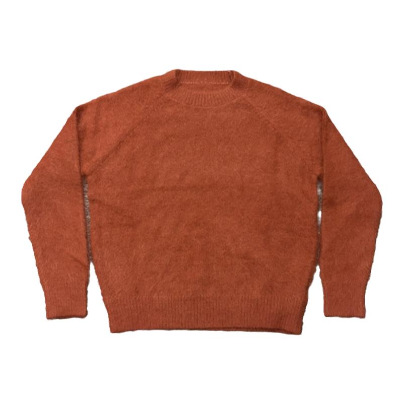 DoubleSeven兔毛圆领套头毛衣女24冬季新款韩系宽松设计感针织衫