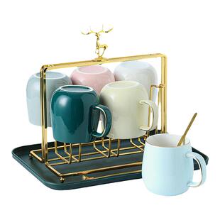 轻奢杯子高颜值水杯家用陶瓷杯家庭套装茶杯马克杯办公杯客厅杯子