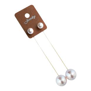 韩国东大门代购耳环大小珍珠耳钉后挂式耳坠戚薇允儿明星同款耳饰