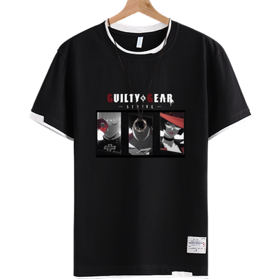 罪恶装备游戏t恤衫男女假两件