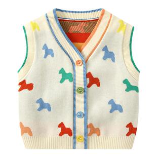 婴儿马甲春装2026新款男宝宝针织小背心男童春秋外穿早春洋气坎肩