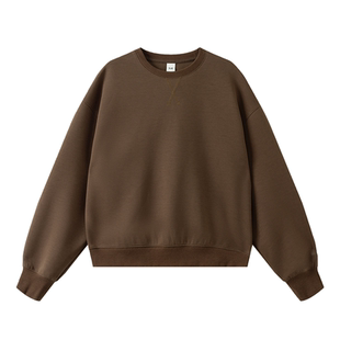 SW速惟长袖圆领卫衣女秋款小个子无帽宽松短款套头上衣2025新款