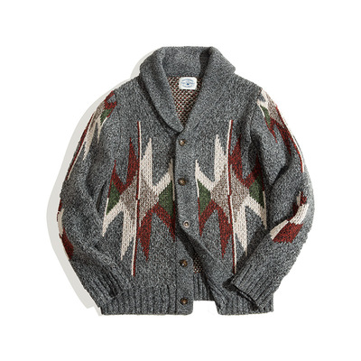 马登工装风美式复古青果领针织衫