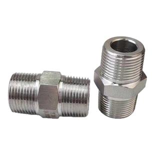 316L不锈钢高压加厚六角外丝NPT美制对丝造船厂专用双头外丝直接