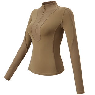 宋站高级感瑜伽服上衣女半拉链春夏跑步长袖气质显瘦健身运动T恤