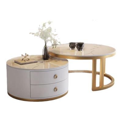 岩板茶几客厅家用简约现代小户型2025新款轻奢高级感网红圆形茶几