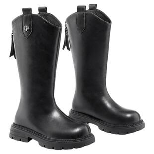 星期六童鞋2025新款冬季儿童长靴女加绒保暖中大童女孩厚底高筒靴