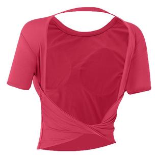 健身女孩露背瑜伽服短袖带胸垫高级感2026新款透气普拉提运动上衣