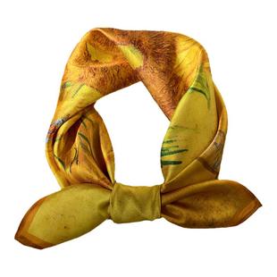 小方巾丝巾女黄色发带四方正方形职业装搭配衬衫护颈围脖子薄围巾