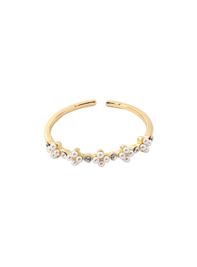 花迹锆石时尚个性珍珠戒指女轻奢