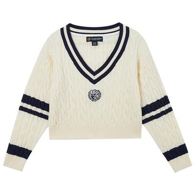 E·LANDKIDS徽章刺绣针织衫