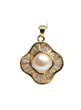 天然淡水珍珠吊坠四叶草项链饰品时尚ins风首饰女士礼品气质文雅