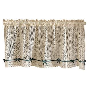 法式乡村棉线编织钩花蕾丝厨房短帘门帘窗帘柜门遮挡帘柜子