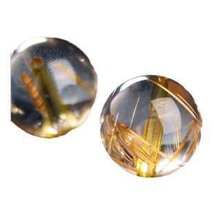 天然金发晶散珠巴西钛晶顺发单颗多宝圆珠子手链佛珠水晶饰品配件