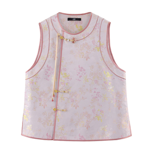 中国丝绸隆鹊【毛明山 金粉玉兰花】新中式非遗宋锦马甲百搭简约