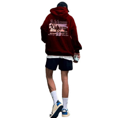 秋季加绒加厚连帽卫衣复古